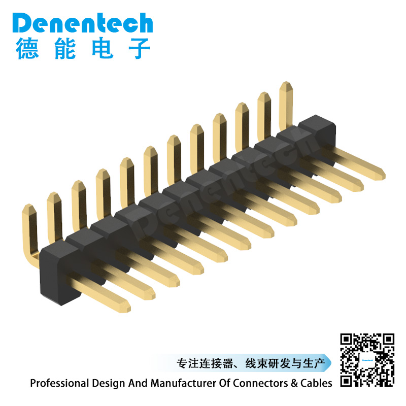 Denentech    single row right angle pin header 1.27mm  long pin header